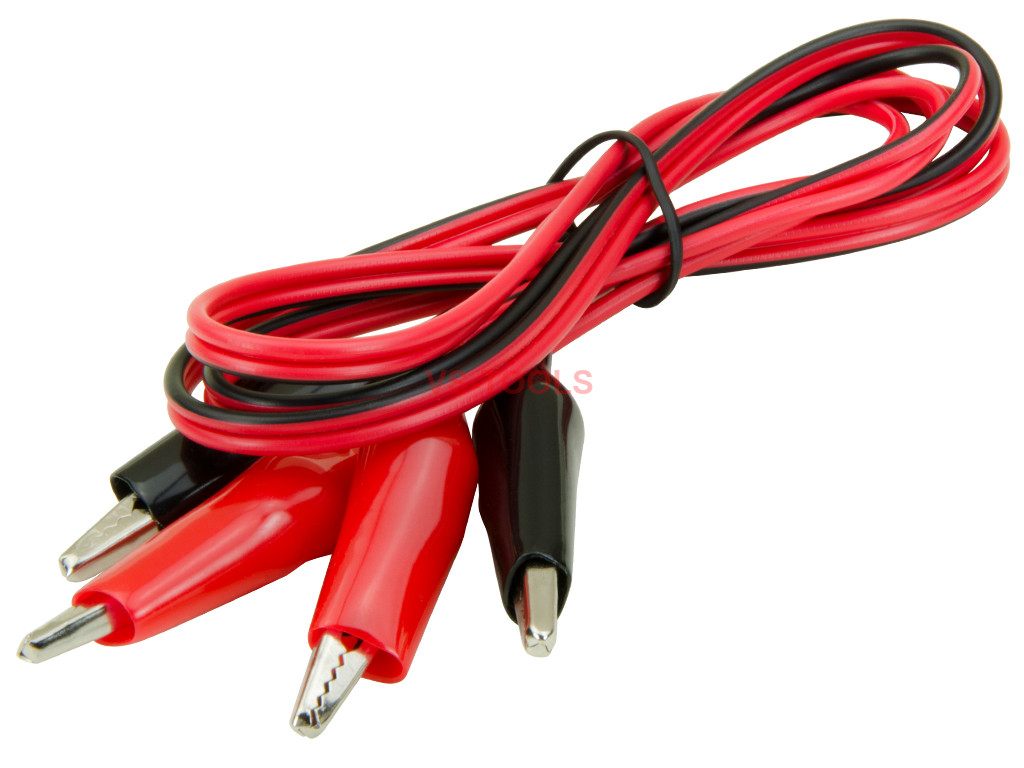 18AWG Pair of Dual Red Black Test Leads Alligator Clips Jumper
